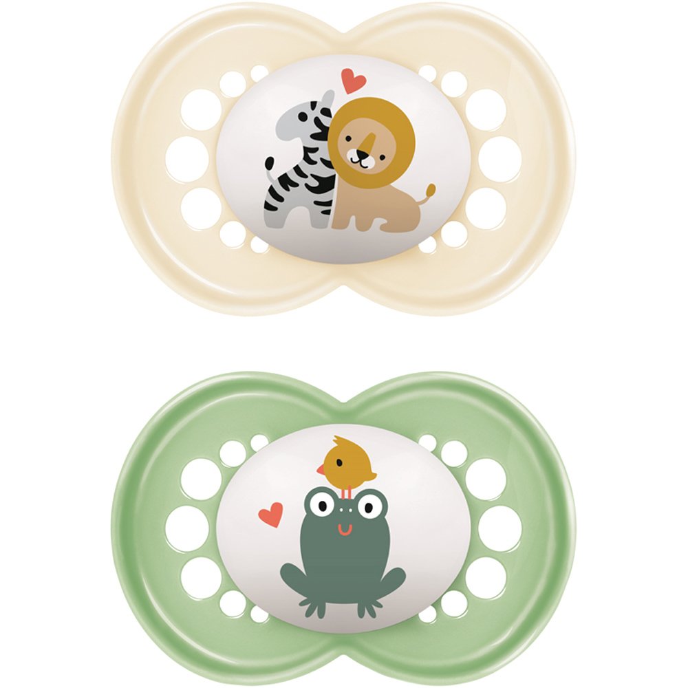 Mam Mam Original Silicone Soother 6-16m Κωδ 150SUc Ορθοδοντική Πιπίλα με Θηλή Σιλικόνης 2 Τεμάχια - Σομόν / Πράσινο