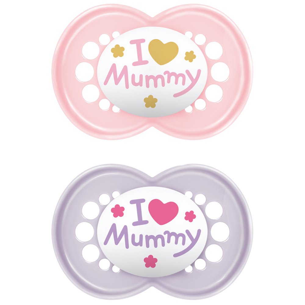 Mam Mam I Love Mummy Orthodontic Silicone Soother 16m+ Κωδ 265G1c Ορθοδοντική Πιπίλα Σιλικόνης για Χαλάρωση & Ανακούφιση 2 Τεμάχια - Φούξια / Λιλά