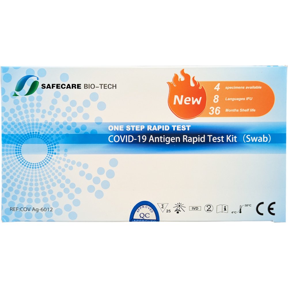 Safecare Bio-Tech Safecare Bio-Tech Covid-19 Antigen Rapid Self Test Kit (Swab) Κασέτα Αυτοελέγχου Ταχείας Ανίχνευσης Αντιγόνου Covid-19 με Ρινοφαρυγγικό Δείγμα 25 Τεμάχια