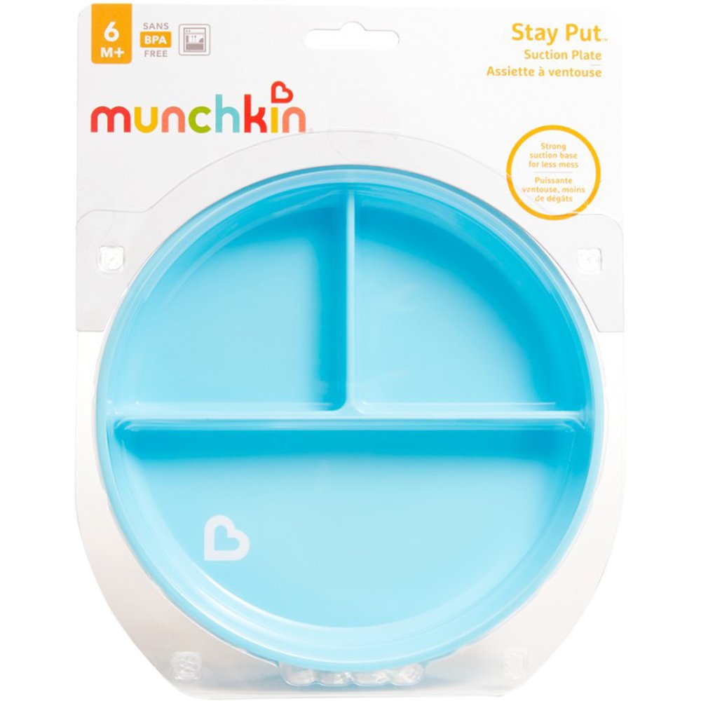Munchkin Munchkin Stay Put Suction Plate 6m+ Πιατάκι για Μωρά με Βάση Αναρρόφησης για Μεγάλη Σταθερότητα 1 Τεμάχιο - Γαλάζιο