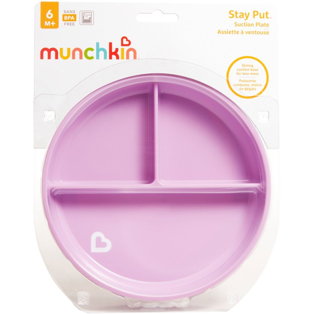 Munchkin Munchkin Stay Put Suction Plate 6m+ Πιατάκι για Μωρά με Βάση Αναρρόφησης για Μεγάλη Σταθερότητα 1 Τεμάχιο - Λιλά