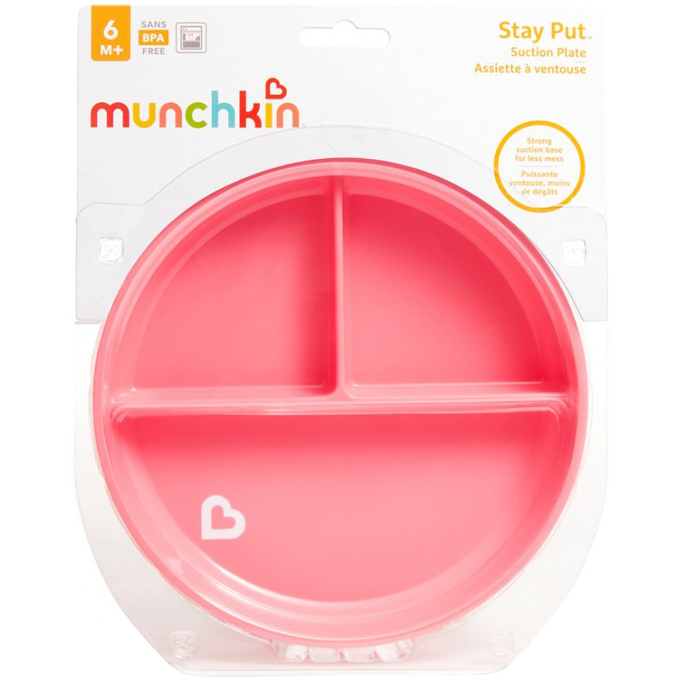 Munchkin Munchkin Stay Put Suction Plate 6m+ Πιατάκι για Μωρά με Βάση Αναρρόφησης για Μεγάλη Σταθερότητα 1 Τεμάχιο - Ροζ