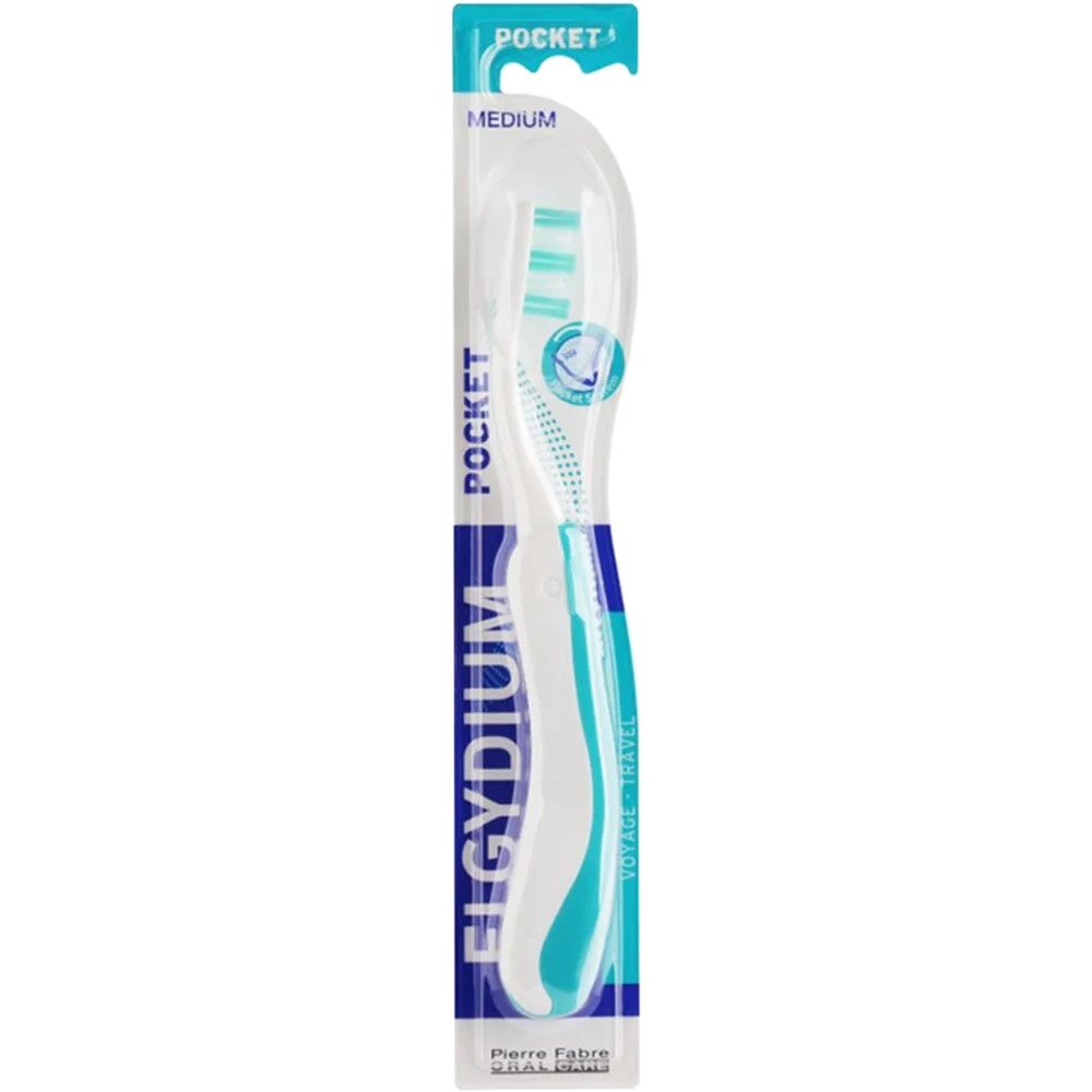 Elgydium Pocket Medium Travel Toothbrush Μέτρια Αναδιπλούμενη Οδοντόβουρτσα Ταξιδιού 1 Τεμάχιο - Πράσινο