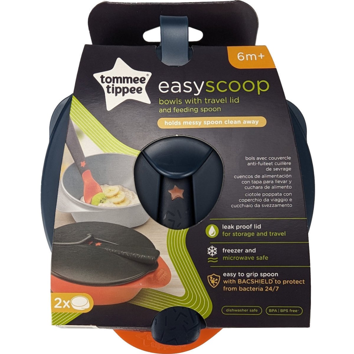Tommee Tippee Tommee Tippee Easy Scoop Feeding Bowls with Travel Lid & Spoon 6m+ Κωδ 44671850 Σετ Μπολ Φαγητού με Προστατευτικό Καπάκι & Κουτάλι 2 Τεμάχια