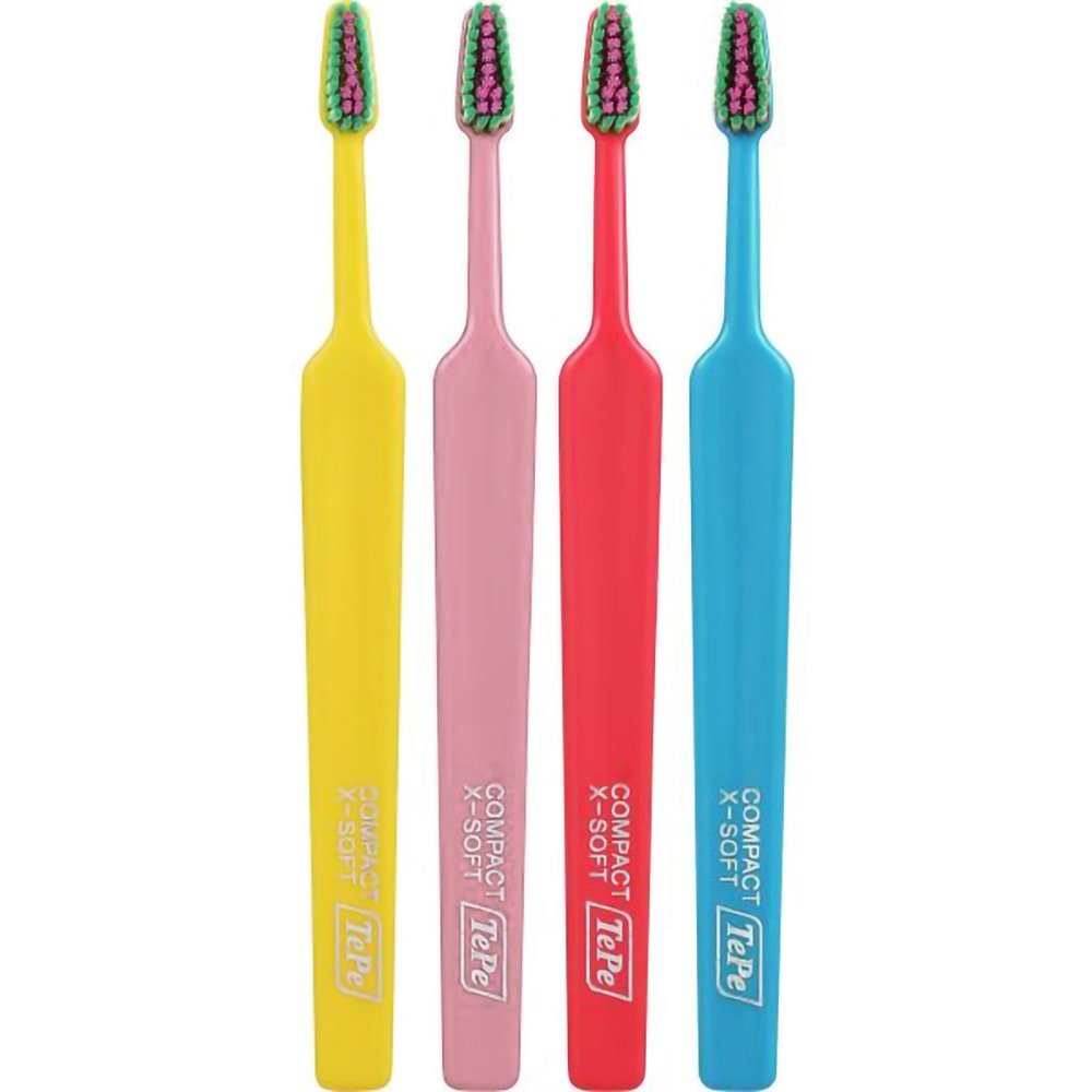 Tepe Colour Compact Extra Soft Toothbrush Οδοντόβουρτσα με Πολύ Μαλακές Ίνες & Μικρό Μέγεθος Κεφαλής 4 Τεμάχια - Multicolor 13