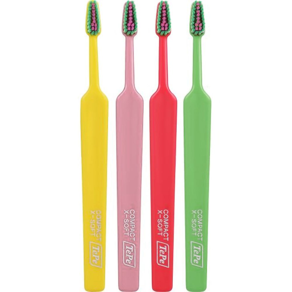 Tepe Colour Compact Extra Soft Toothbrush Οδοντόβουρτσα με Πολύ Μαλακές Ίνες & Μικρό Μέγεθος Κεφαλής 4 Τεμάχια - Multicolor 12
