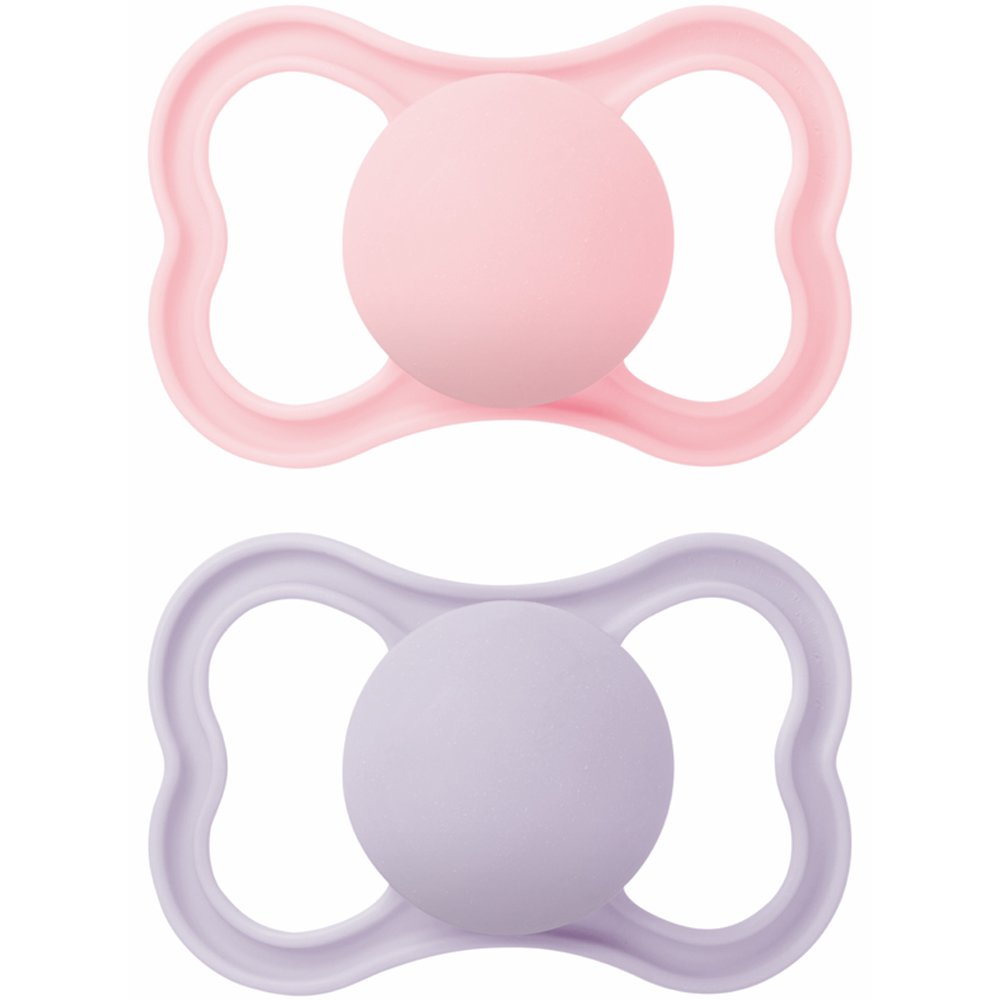Mam Mam Air Latex Soother 16m+ Κωδ 276L Ορθοδοντική Πιπίλα με Θηλή από Φυσικό Καουτσούκ 2 Τεμάχια - Ροζ / Λιλά