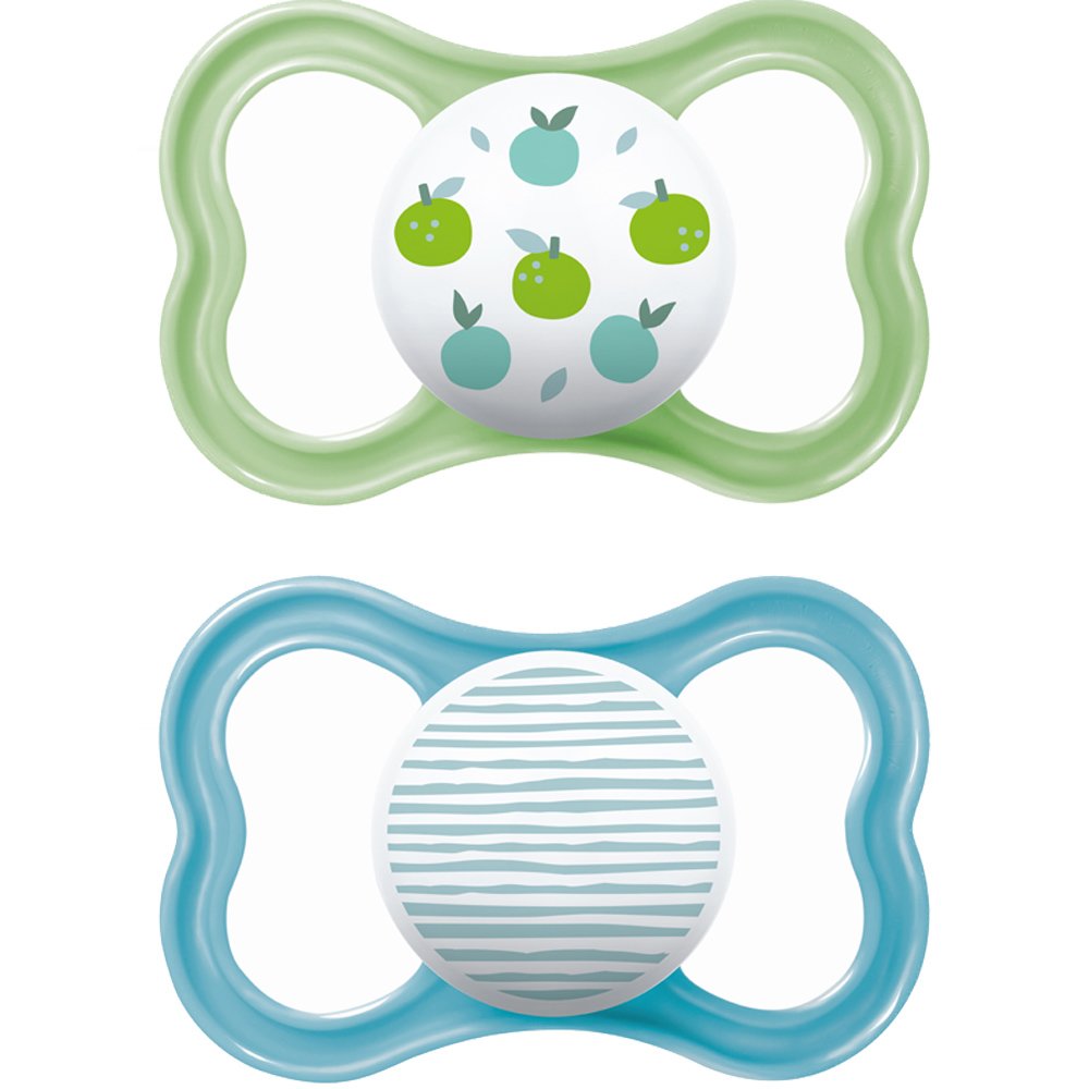 Mam Mam Air Orthodontic Latex Soother 6-16m Κωδ 216L Ορθοδοντική Πιπίλα από Καουτσούκ με Μεγάλες Οπές Αερισμού & Θήκη Μεταφοράς 2 Τεμάχια - Πράσινο / Μπλε