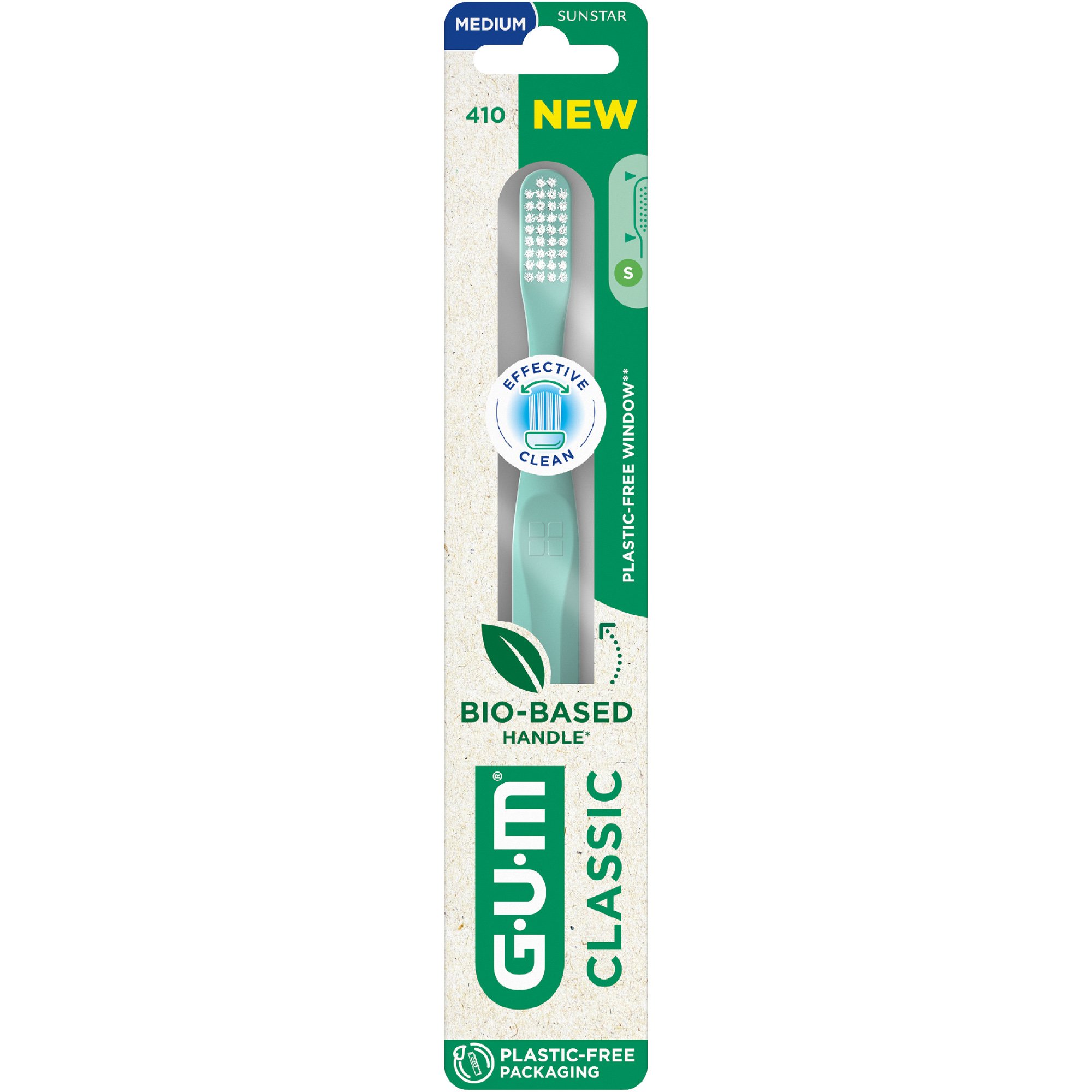 Gum Classic 410 Medium Toothbrush Μέτρια Οδοντόβουρτσα για την Καθημερινή Φροντίδα των Δοντιών & των Ούλων 1 Τεμάχιο - Πράσινο
