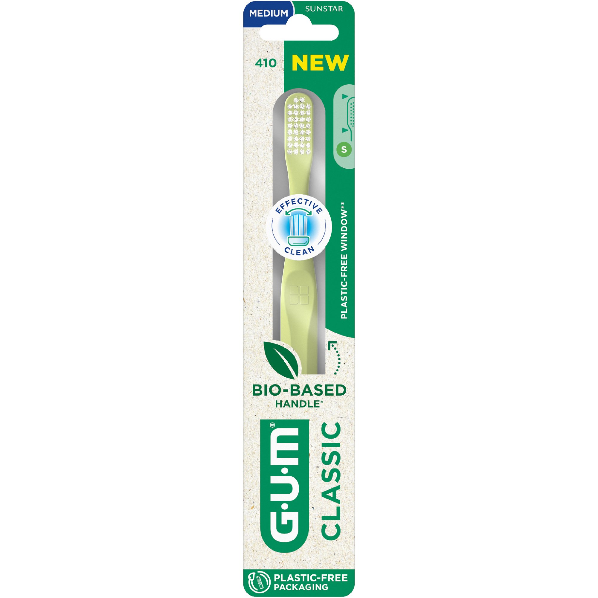 Gum Classic 410 Medium Toothbrush Μέτρια Οδοντόβουρτσα για την Καθημερινή Φροντίδα των Δοντιών & των Ούλων 1 Τεμάχιο - Κίτρινο