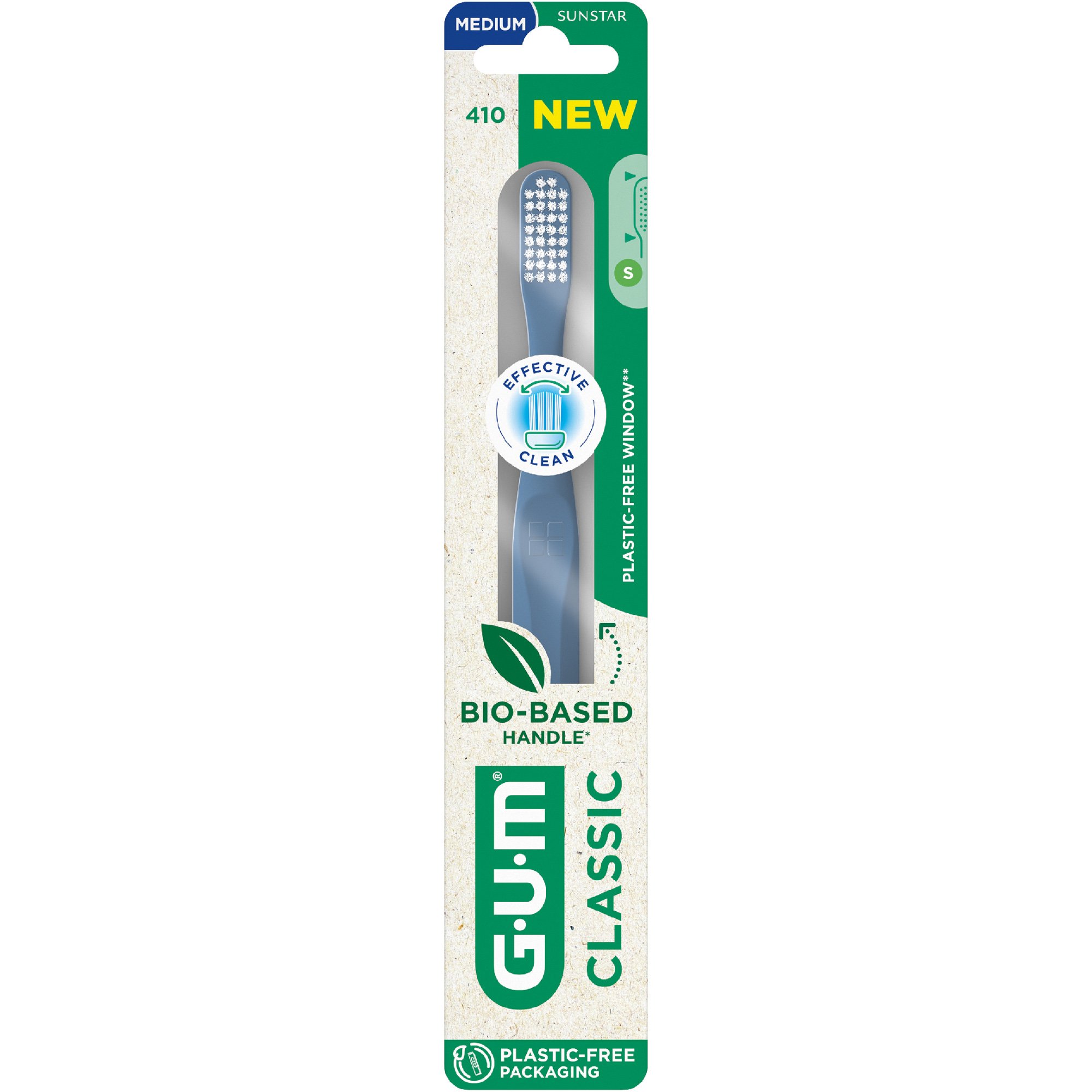 Gum Gum Classic 410 Medium Toothbrush Μέτρια Οδοντόβουρτσα για την Καθημερινή Φροντίδα των Δοντιών & των Ούλων 1 Τεμάχιο - Μπλε