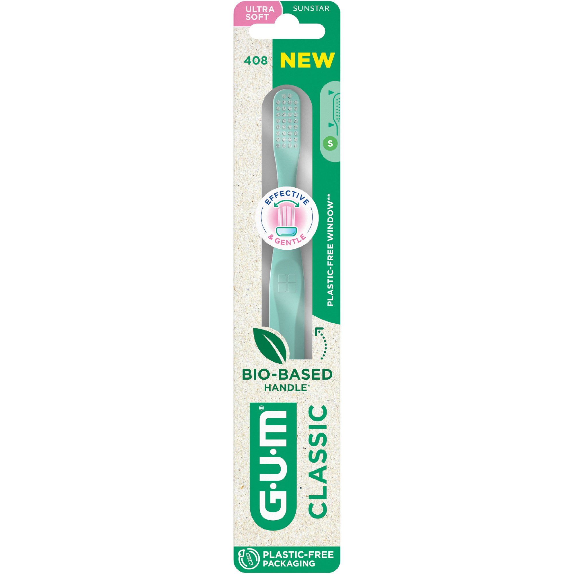 Gum Gum Classic 408 Ultra Soft Toothbrush Πολύ Μαλακή Οδοντόβουρτσα για την Καθημερινή Φροντίδα των Δοντιών & των Ούλων 1 Τεμάχιο - Πράσινο