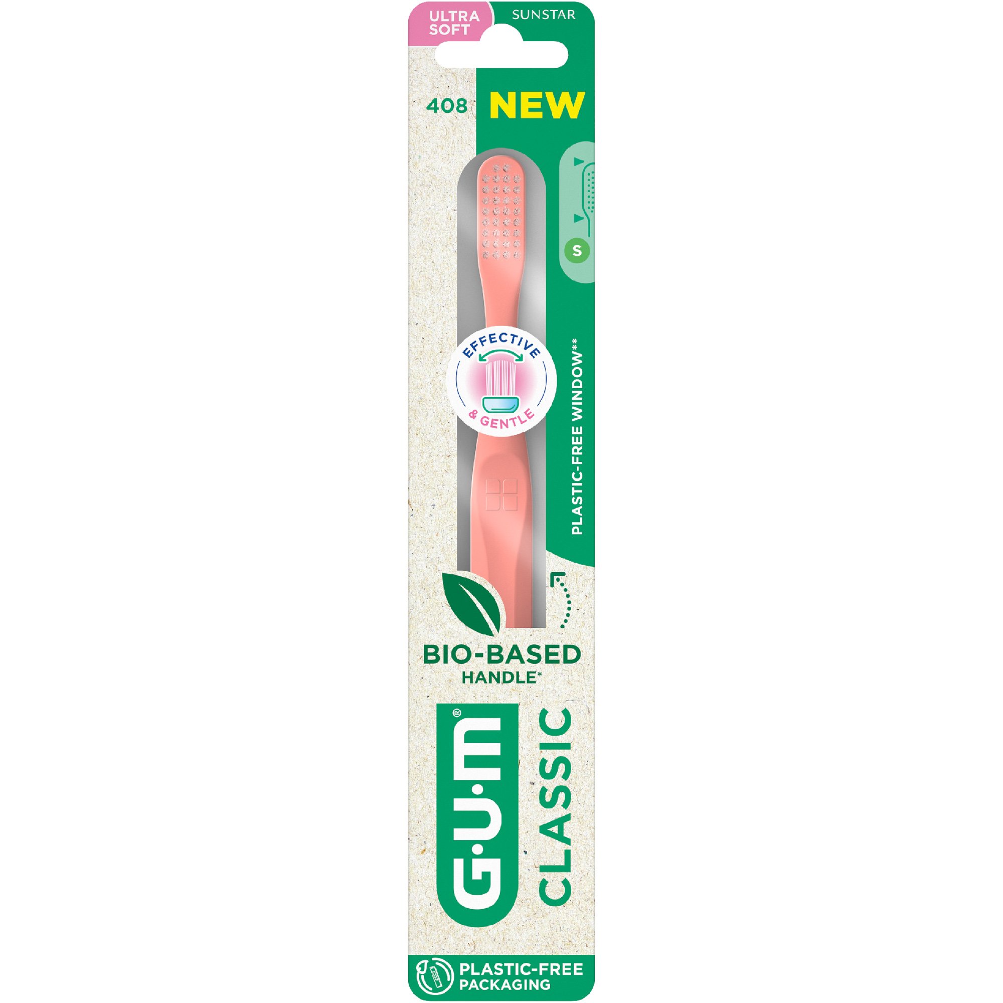 Gum Gum Classic 408 Ultra Soft Toothbrush Πολύ Μαλακή Οδοντόβουρτσα για την Καθημερινή Φροντίδα των Δοντιών & των Ούλων 1 Τεμάχιο - Ροζ