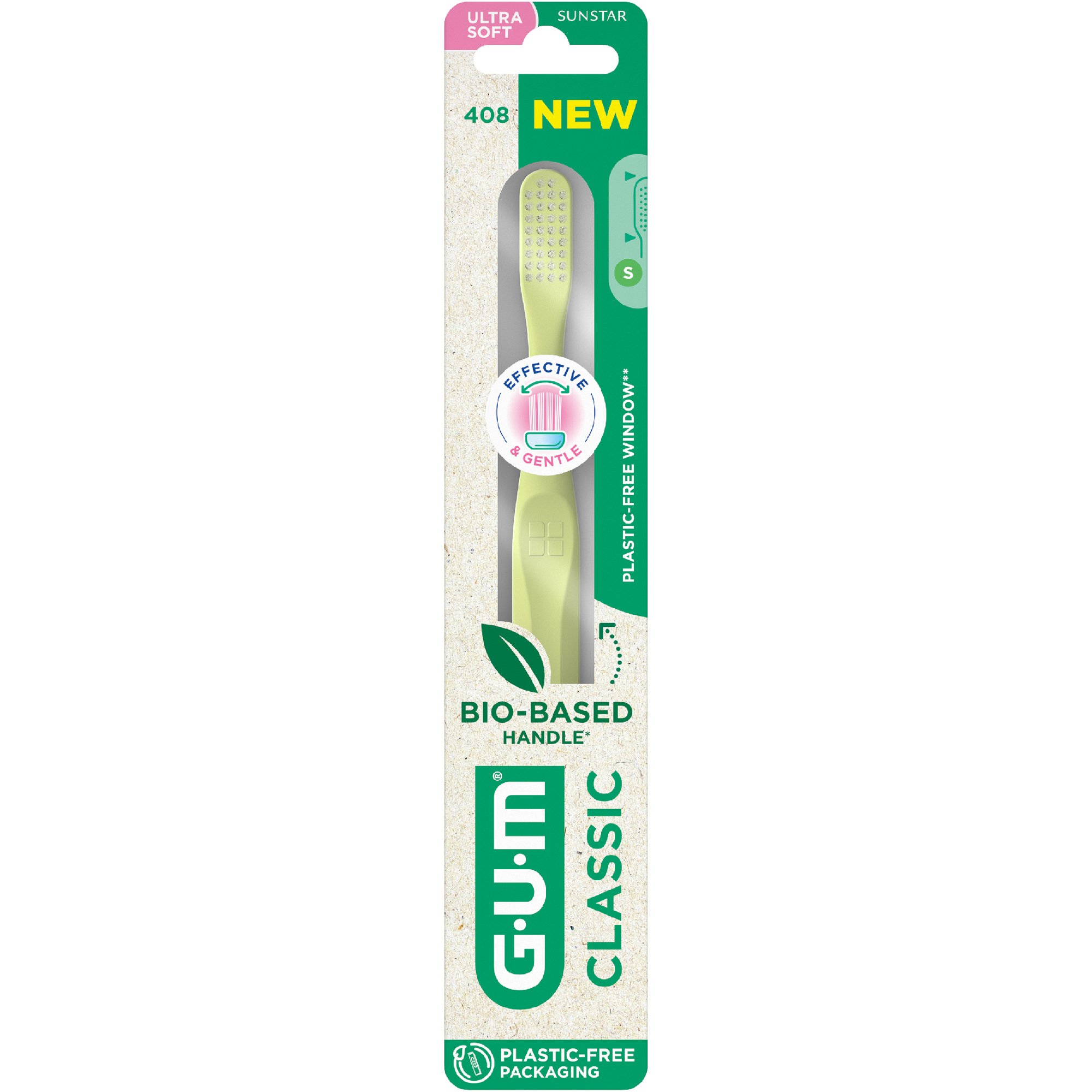 Gum Gum Classic 408 Ultra Soft Toothbrush Πολύ Μαλακή Οδοντόβουρτσα για την Καθημερινή Φροντίδα των Δοντιών & των Ούλων 1 Τεμάχιο - Κίτρινο