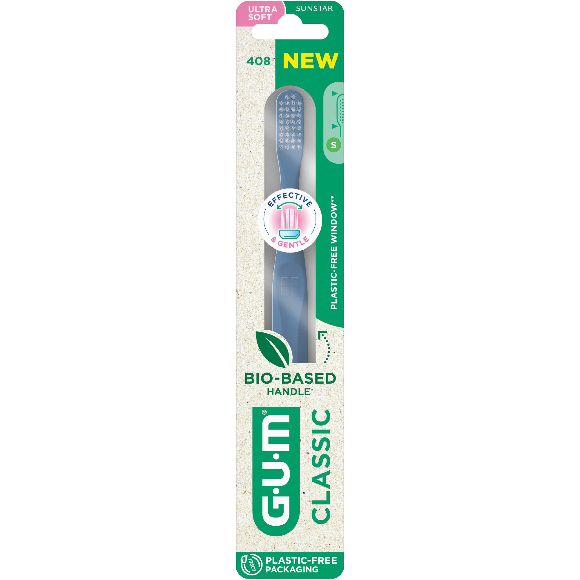 Gum Gum Classic 408 Ultra Soft Toothbrush Πολύ Μαλακή Οδοντόβουρτσα για την Καθημερινή Φροντίδα των Δοντιών & των Ούλων 1 Τεμάχιο - Μπλε