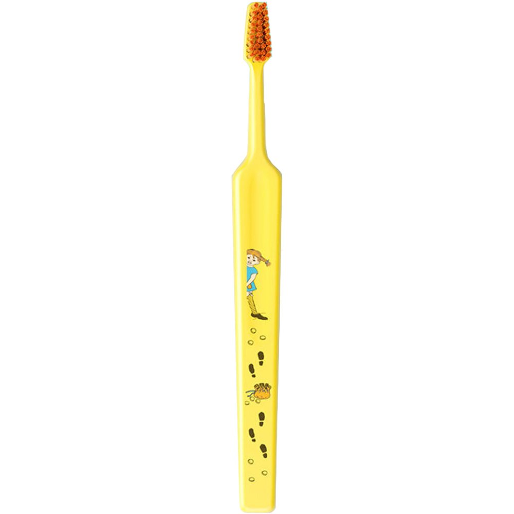 Tepe TePe Kids Pippi Extra Soft Toothbrush Πολύ Μαλακή Παιδική Οδοντόβουρτσα με Σχέδια από την Πίπη Φακιδομύτη 1 Τεμάχιο - Κίτρινο