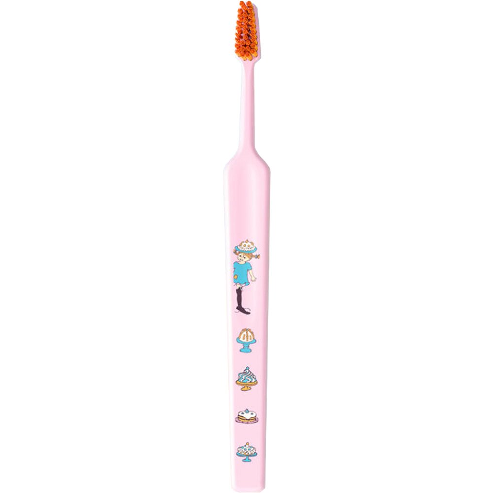 Tepe TePe Kids Pippi Extra Soft Toothbrush Πολύ Μαλακή Παιδική Οδοντόβουρτσα με Σχέδια από την Πίπη Φακιδομύτη 1 Τεμάχιο - Ροζ