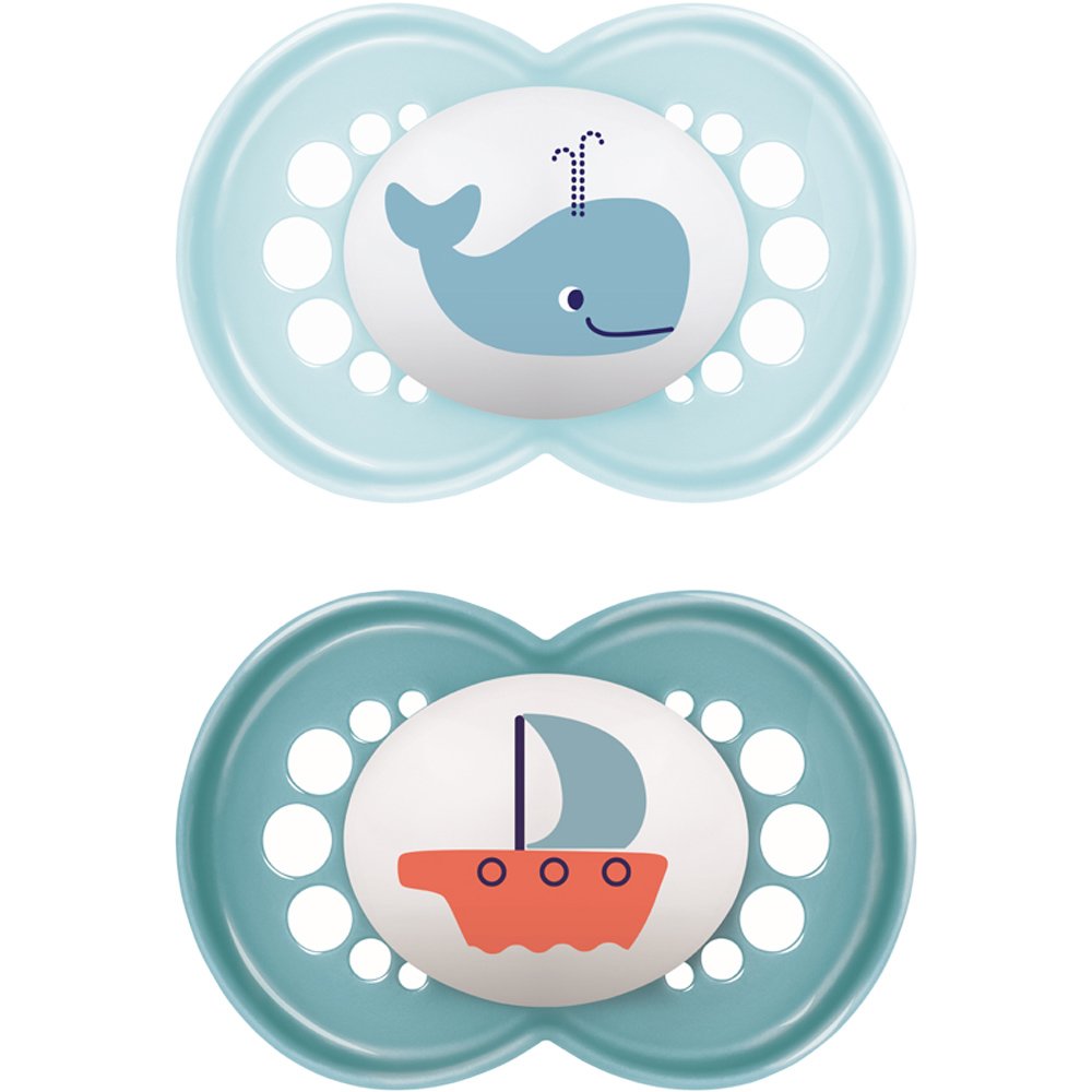 Mam Mam Original Latex Soother 6-16m Κωδ 151L Ορθοδοντική Πιπίλα με Θηλή από Φυσικό Καουτσούκ & Θήκη Μεταφοράς 2 Τεμάχια - Γαλάζιο / Μπλε