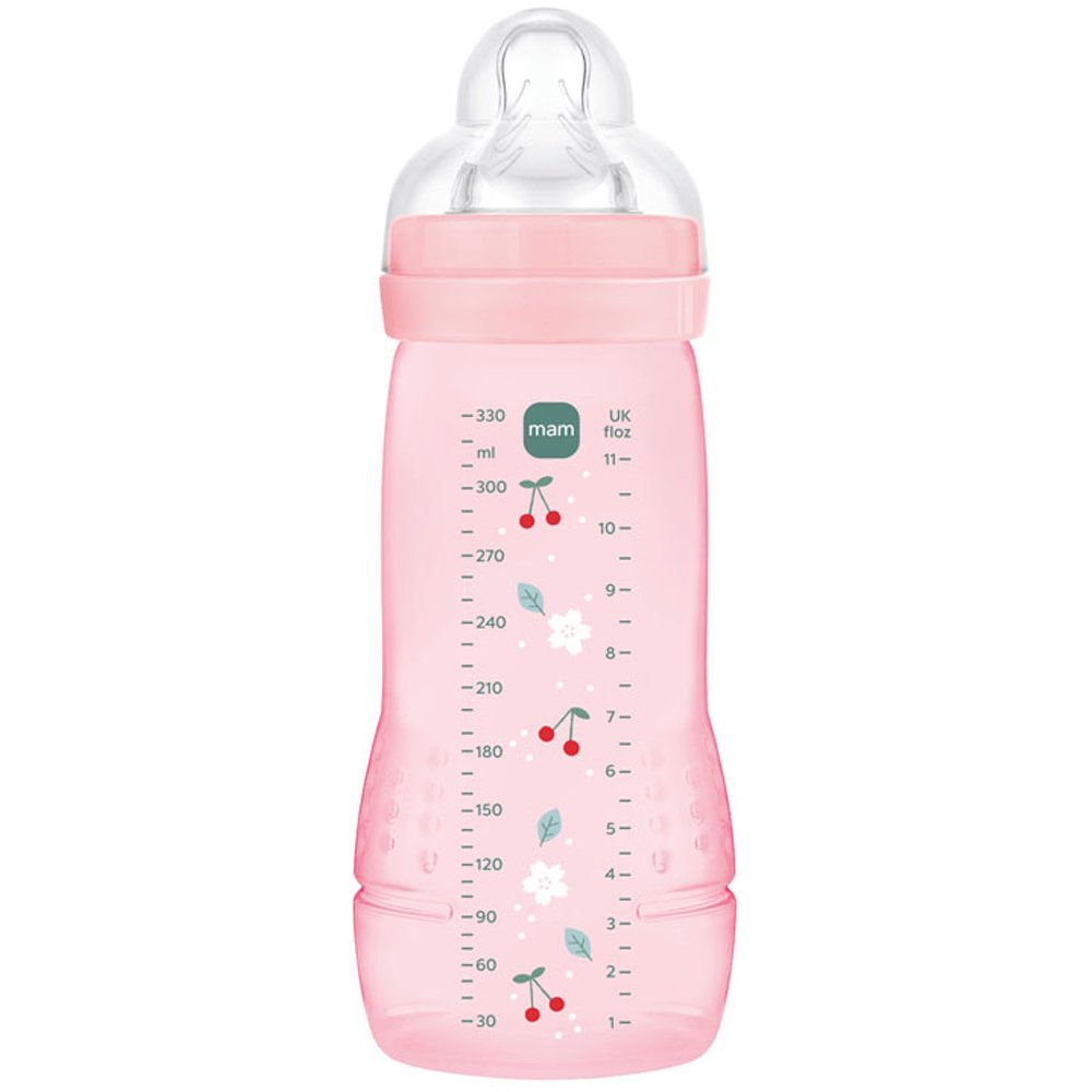 Mam Easy Active Baby Bottle 4m+, Κωδ 361SGc Μπιμπερό Πολυπροπυλενίου με Θηλή Σιλικόνης Μεγάλης Ροής 330ml - Ροζ