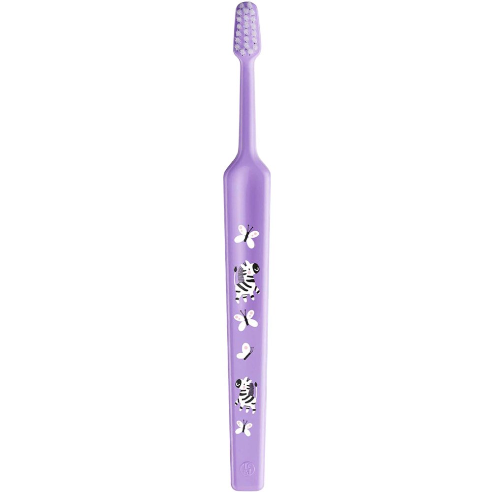 TePe Mini Extra Soft 0-6 Years Toothbrush Παιδική Οδοντόβουρτσα με Κωνική Κεφαλή & Αποστρογγυλεμένες Ίνες 1 Τεμάχιο - Λιλά