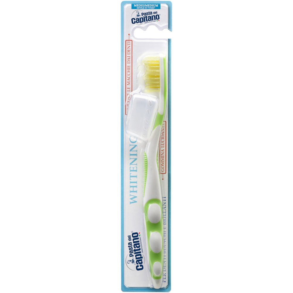 Health-Plus Pasta Del Capitano Whitening Medium Toothbrush Οδοντόβουρτσα Λεύκανσης με Λεπτές Ίνες για Αποτελεσματικό Καθαρισμό Ανάμεσα στα Δόντια 1 Τεμάχιο - Πράσινο