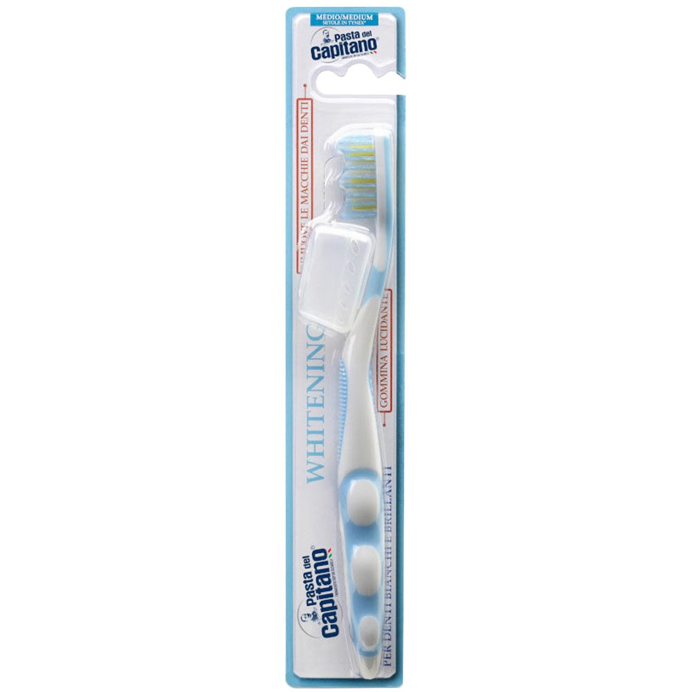 Health-Plus Pasta Del Capitano Whitening Medium Toothbrush Οδοντόβουρτσα Λεύκανσης με Λεπτές Ίνες για Αποτελεσματικό Καθαρισμό Ανάμεσα στα Δόντια 1 Τεμάχιο - Γαλάζιο