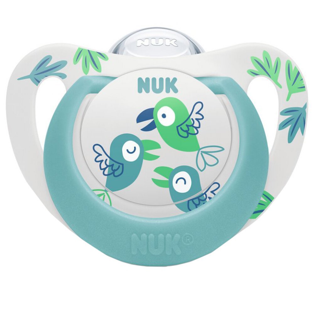 Nuk Star Silicone Soother 18-36m Ορθοδοντική Πιπίλα Σιλικόνης με Θήκη 1 Τεμάχιο - Πράσινο