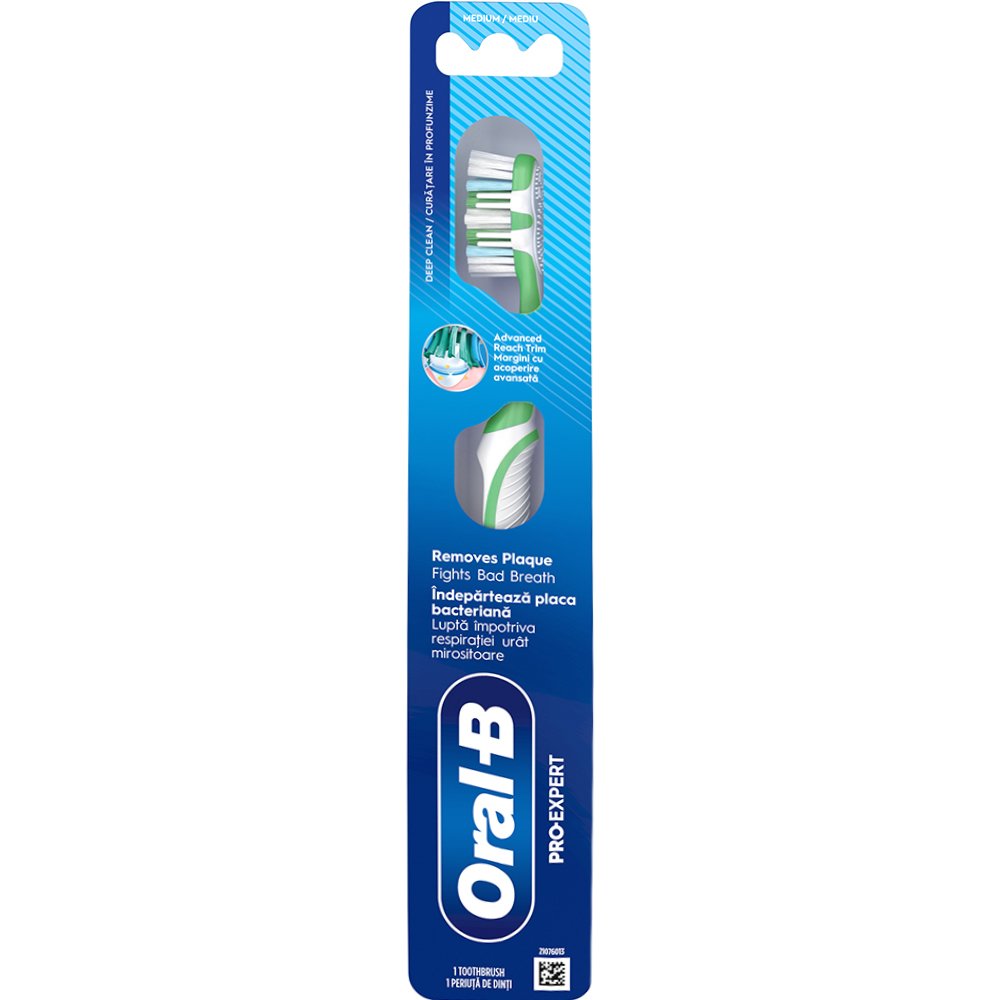 Oral-B Oral-B Pro Expert Deep Clean Medium Toothbrush Χειροκίνητη Οδοντόβουρτσα με Μεσαίας Σκληρότητας Ίνες για Αφαίρεση Πλάκας & Αντιμετώπιση της Κακοσμίας του Στόματος 1 Τεμάχιο - Πράσινο
