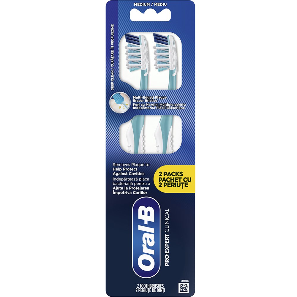 Oral-B Oral-B Promo Pro Expert Clinical Medium Toothbrush Χειροκίνητη Οδοντόβουρτσα με Μεσαίας Σκληρότητας Ίνες για Αφαίρεση Πλάκας & Προστασία από Κοιλότητες 2 Τεμάχια - Γαλάζιο