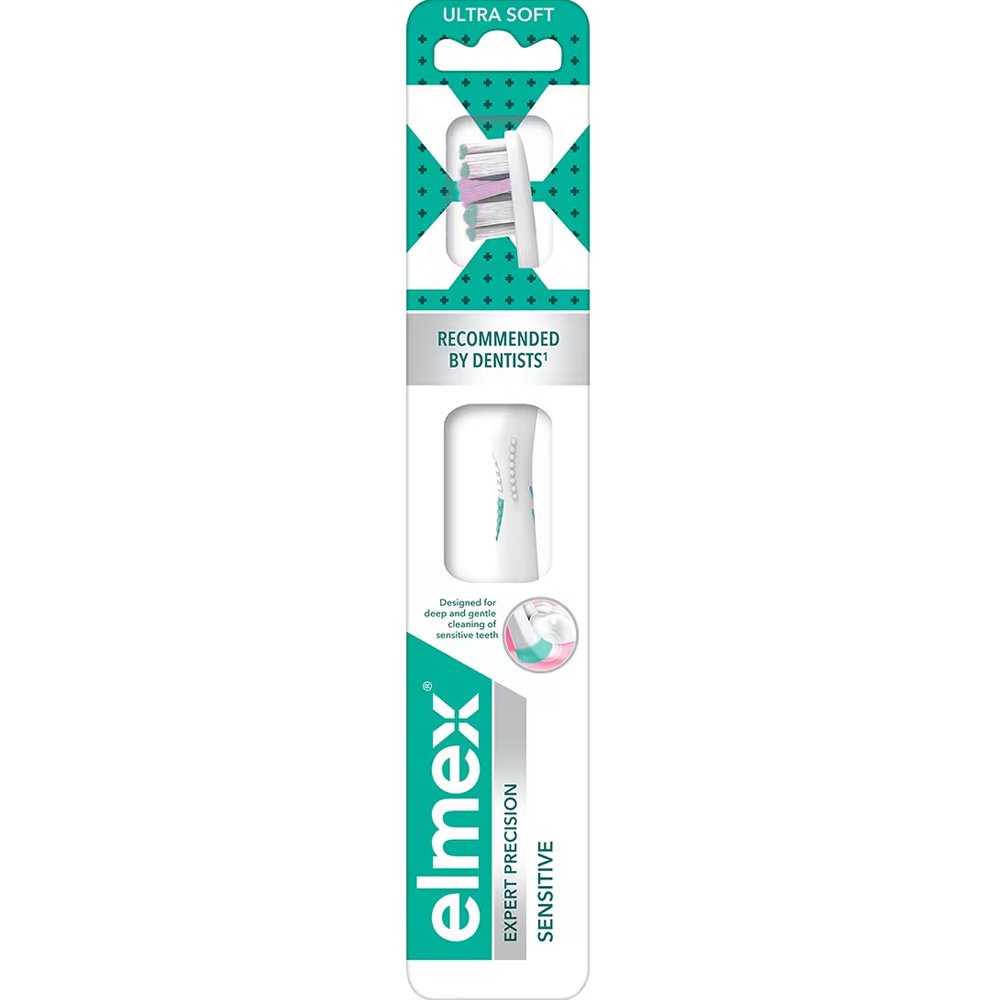 Elmex Expert Precision Sensitive Ultra Soft Toothbrush Οδοντόβουρτσα με Εξαιρετικά Λεπτές & Απαλές Ίνες, Ειδικά Σχεδιασμένη για την Προστασία Ευαίσθητων Δοντιών & Ούλων 1 Τεμάχιο - Πράσινο