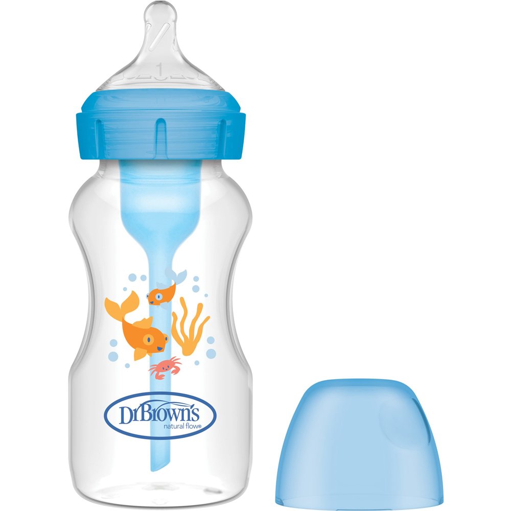 Dr. Brown's Anti-Colic Options+ Wide Neck Bottle Κωδ WB91802 Μπιμπερό Πολυπροπυλενίου με Θηλή Σιλικόνης Αργής Ροής 270ml