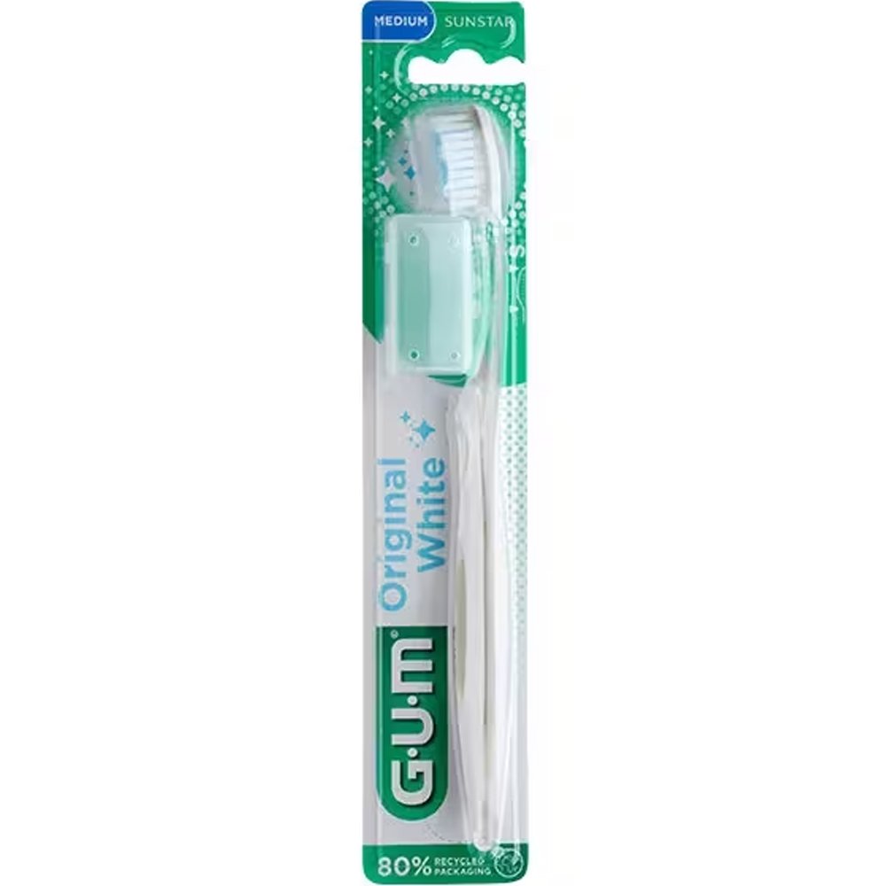 Gum Original White 563 Medium Toothbrush Μέτριας Σκληρότητας Οδοντόβουρτσα για Φυσικά Λευκά Δόντια Κάθε Μέρα, 1 Τεμάχιο - Λευκό