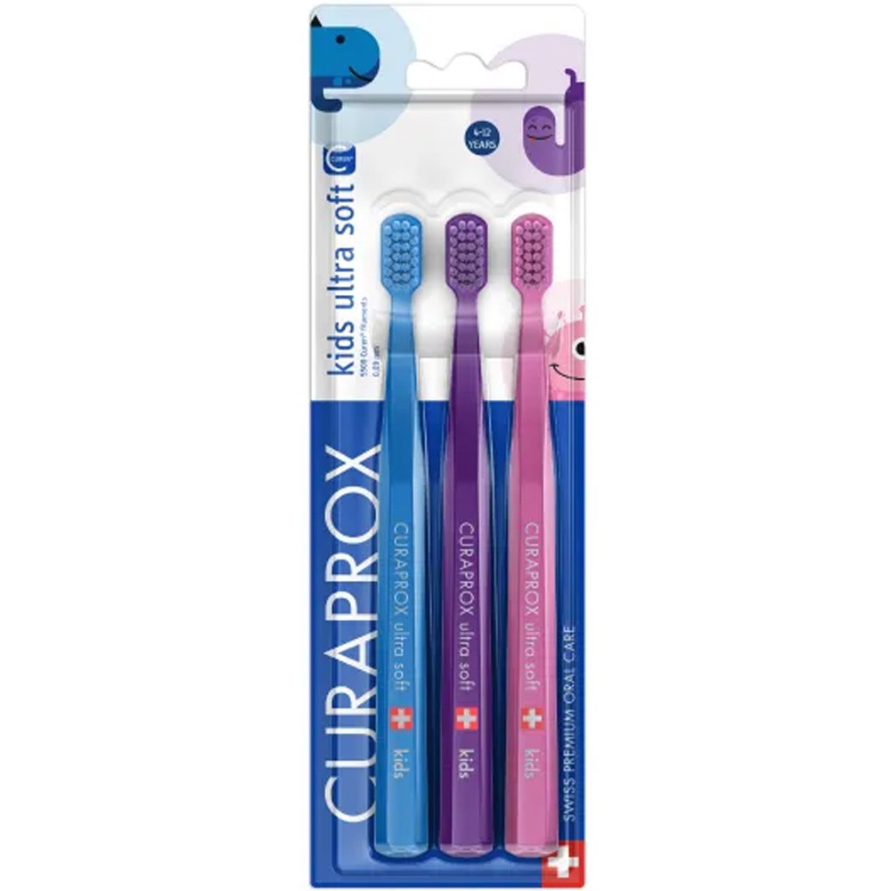 Curaprox Kids CS 5500 Ultra Soft Toothbrush 4-12 Years Παιδικές Οδοντόβουρτσες με Μικρή Κεφαλή & Εξαιρετικά Μαλακές Ίνες 3 Τεμάχια