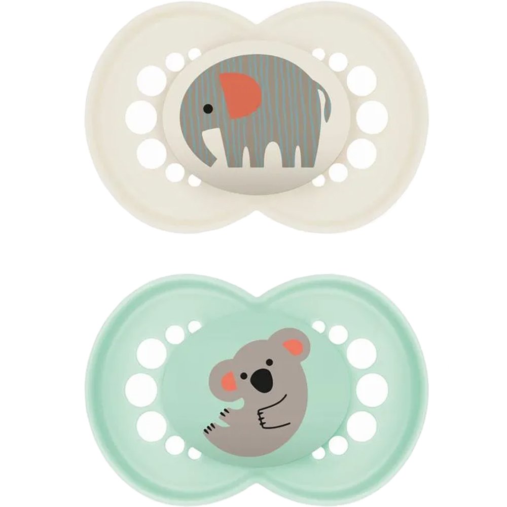 Mam Original Silicone Soother 16m+ Ορθοδοντική Πιπίλα Σιλικόνης με Θήκη Μεταφοράς, 2 Τεμάχια, Κωδ 250SUc - Ζαχαρί /  Πράσινο Ανοιχτό