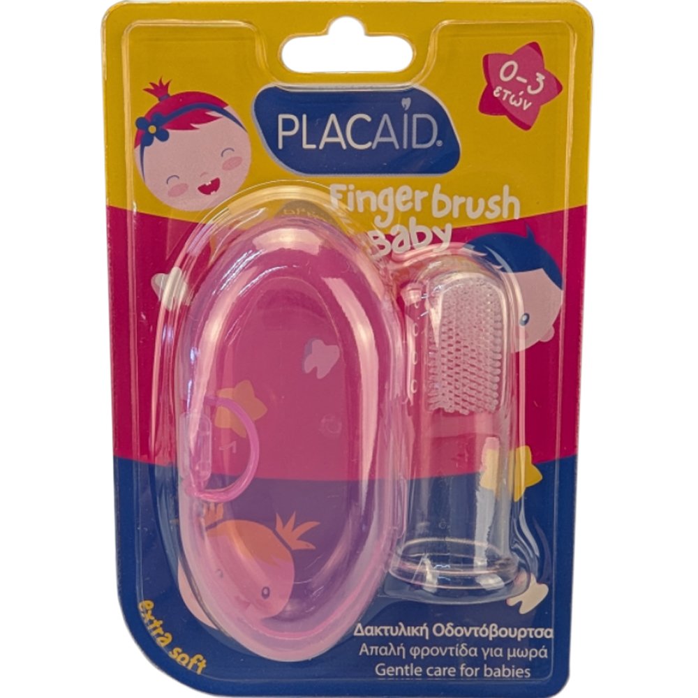 Plac Aid Plac Aid Baby Finger Toothbrush Βρεφική Δακτυλική Οδοντόβουρτσα Σιλικόνης  0-3 Ετών, 1 Τεμάχιο - Ροζ