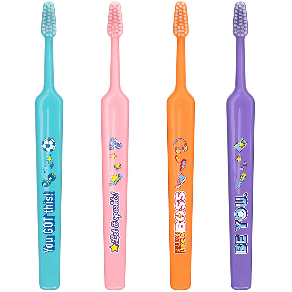 TePe Kids Soft Toothbrush 6+ Years Παιδικές Οδοντόβουρτσες με Μαλακές Ίνες & Ευχάριστα Σχέδια, 4 Τεμάχια - Multicolor 5