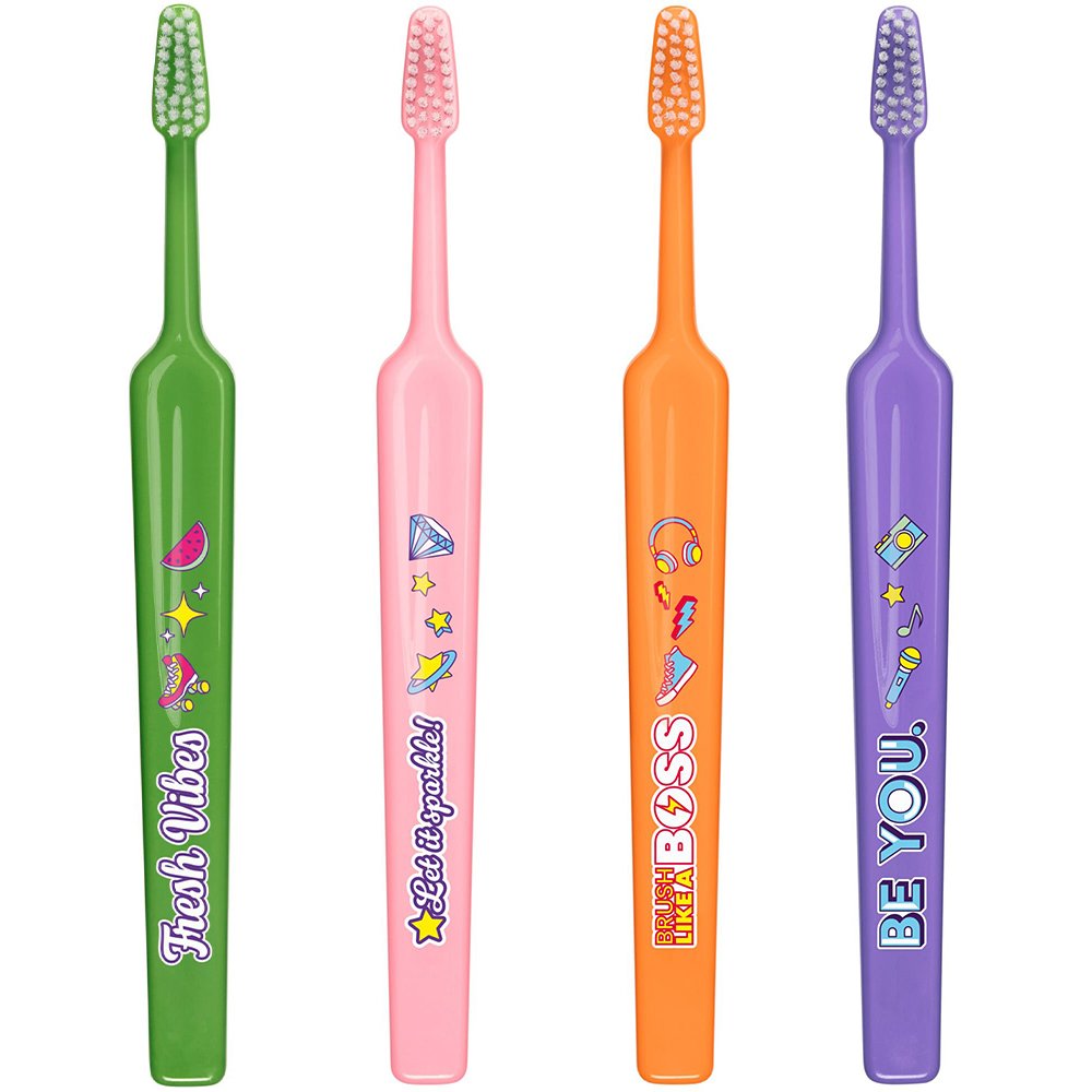 TePe Kids Soft Toothbrush 6+ Years Παιδικές Οδοντόβουρτσες με Μαλακές Ίνες & Ευχάριστα Σχέδια, 4 Τεμάχια - Multicolor 8