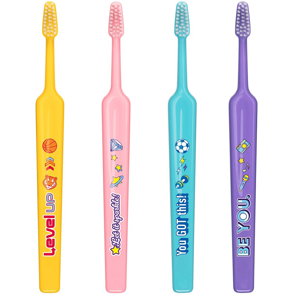 TePe Kids Soft Toothbrush 6+ Years Παιδικές Οδοντόβουρτσες με Μαλακές Ίνες & Ευχάριστα Σχέδια, 4 Τεμάχια - Multicolor 7