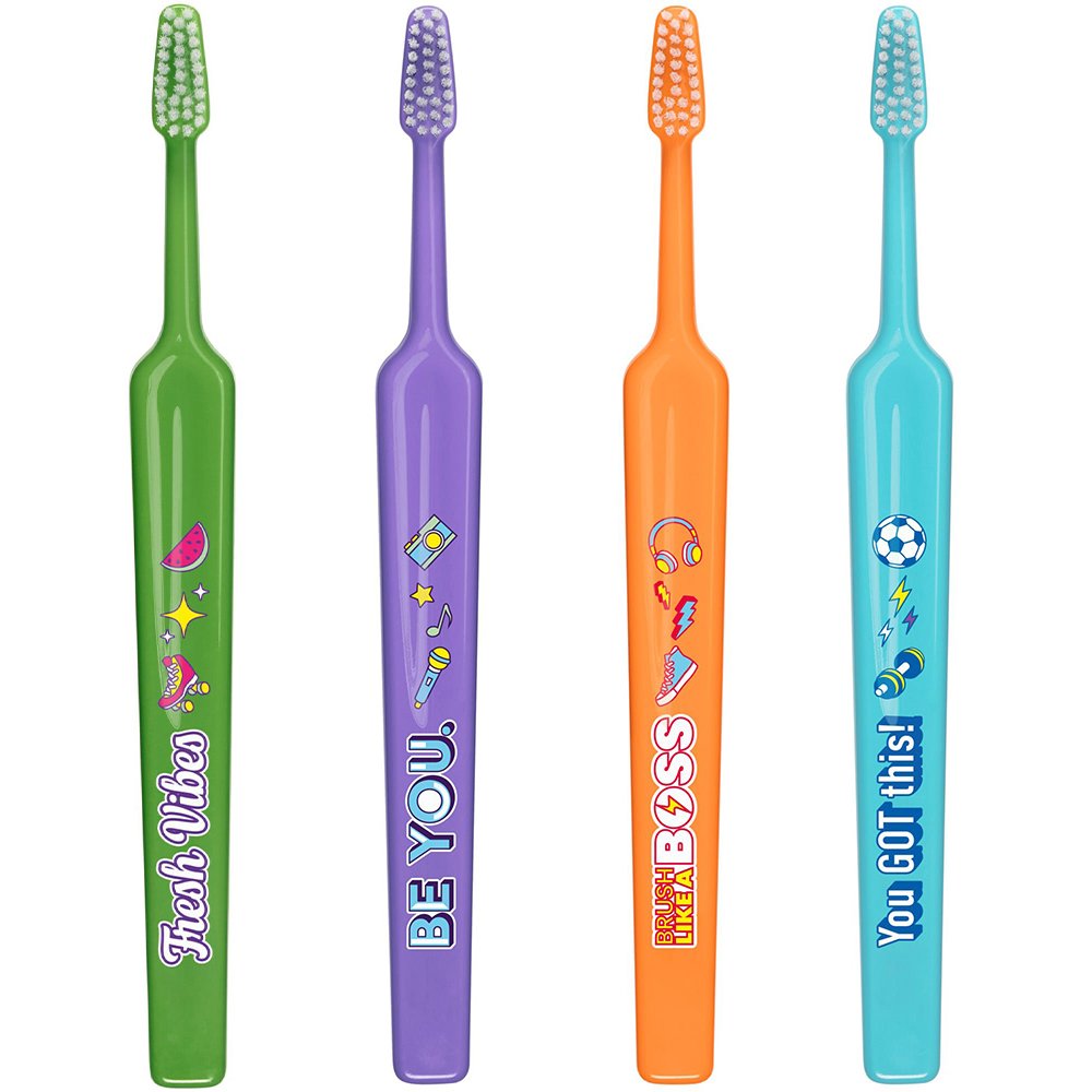 TePe Kids Soft Toothbrush 6+ Years Παιδικές Οδοντόβουρτσες με Μαλακές Ίνες & Ευχάριστα Σχέδια, 4 Τεμάχια - Multicolor 11