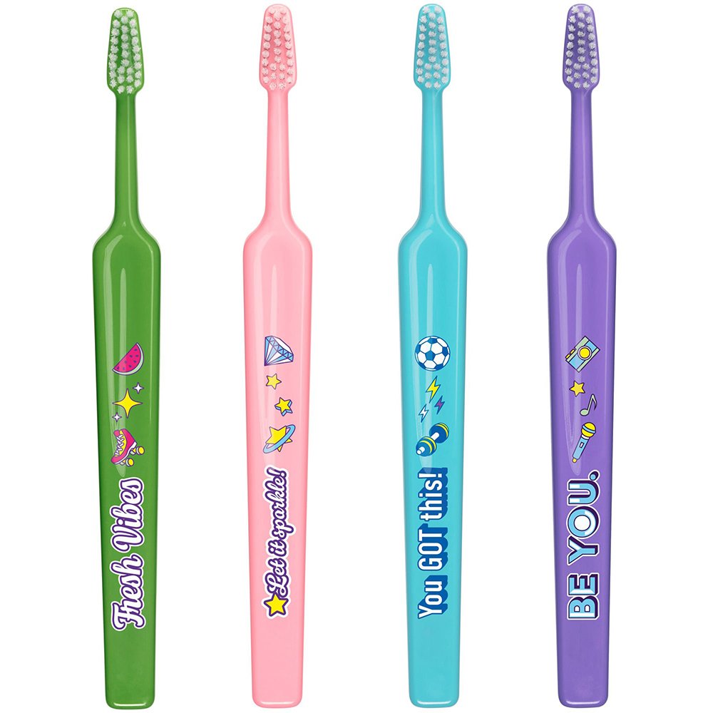 TePe Kids Soft Toothbrush 6+ Years Παιδικές Οδοντόβουρτσες με Μαλακές Ίνες & Ευχάριστα Σχέδια, 4 Τεμάχια - Multicolor 1