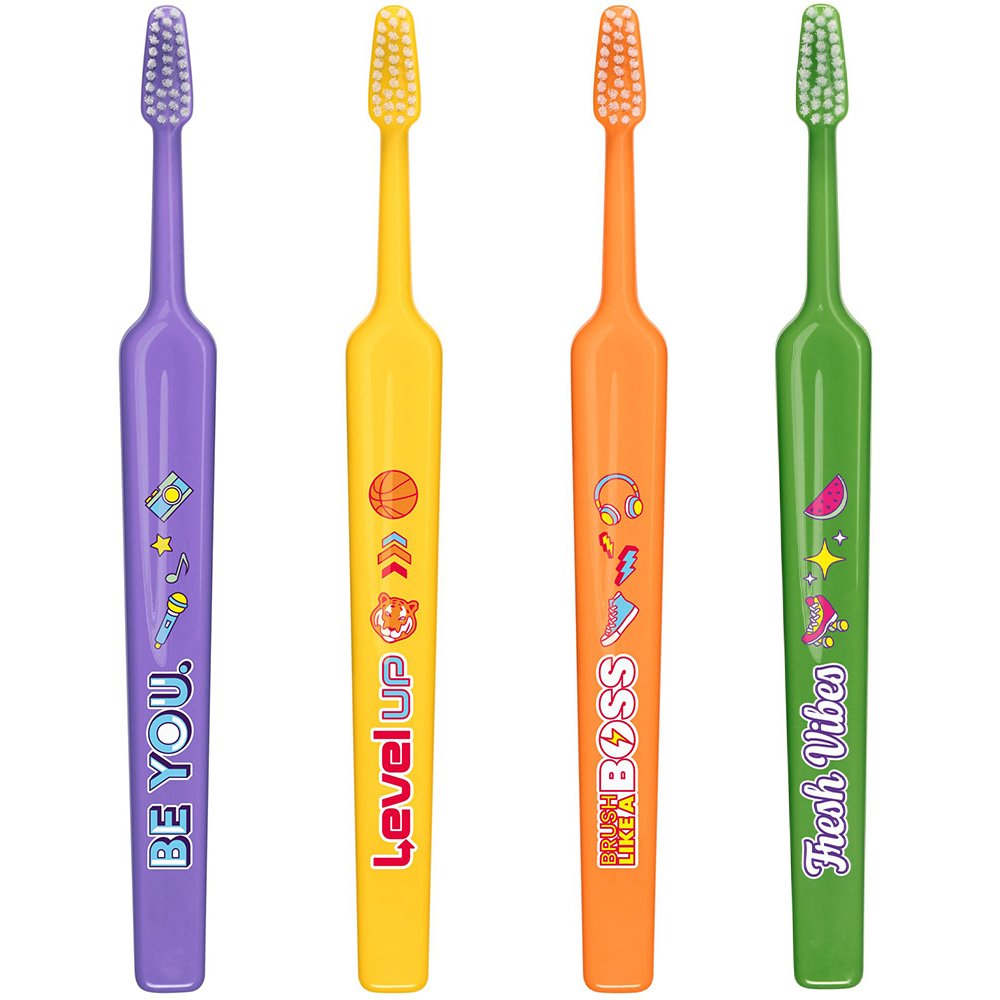 TePe Kids Soft Toothbrush 6+ Years 4 Παιδικές Οδοντόβουρτσες με Μαλακές Ίνες & Ευχάριστα Σχέδια, Τεμάχια - Multicolor 6