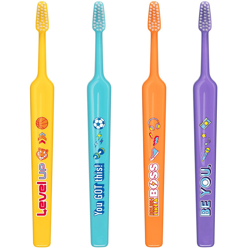 TePe Kids Soft Toothbrush 6+ Years Παιδικές Οδοντόβουρτσες με Μαλακές Ίνες & Ευχάριστα Σχέδια, 4 Τεμάχια - Multicolor 2