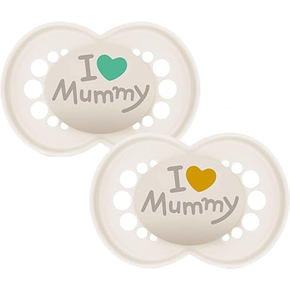 Mam Original I Love Mummy Orthodontic Silicone Soother 16m+, Ορθοδοντική Πιπίλα Σιλικόνης για Χαλάρωση & Ανακούφιση Κωδ 265SU2c 2 Τεμάχια - Κρεμ