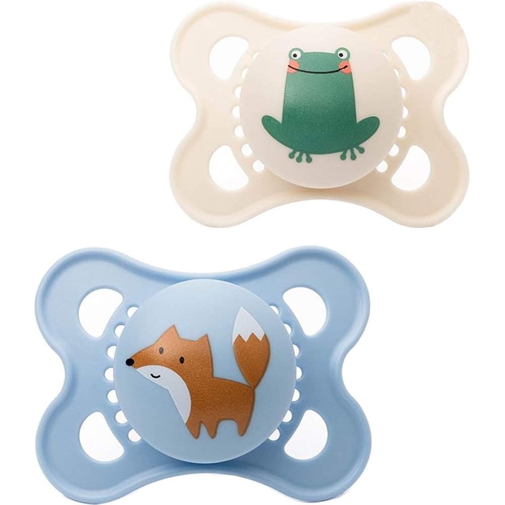 Mam Original 2-6m  Ορθοδοντική Πιπίλα Σιλικόνης με Θήκη Μεταφοράς 2 Τεμάχια, Κωδ 100SBc - Γαλάζιο / Κρεμ