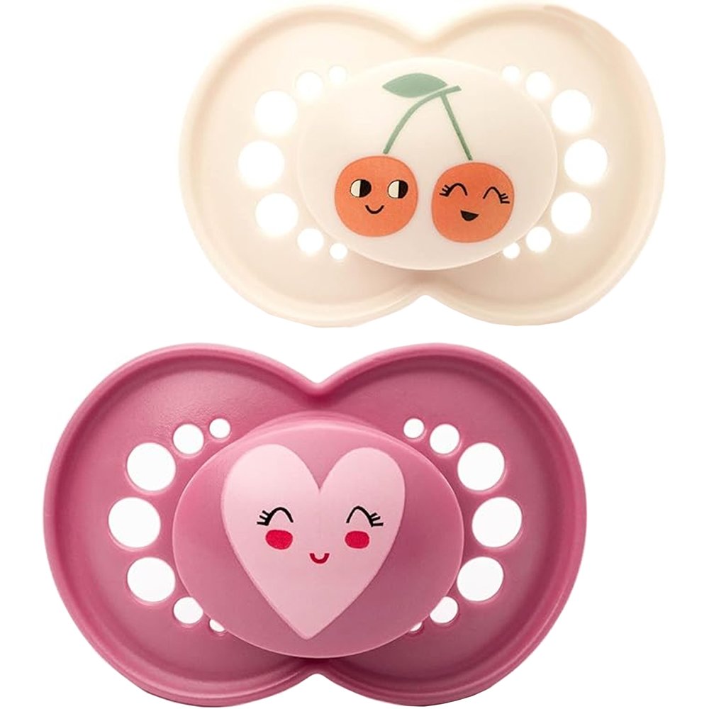 Mam Original Silicone Soother 6-16m Ορθοδοντική Πιπίλα Σιλικόνης με Θήκη Μεταφοράς & Αποστείρωσης 2 Τεμάχια, Κωδ 150SGc - Φουξια / Κρεμ