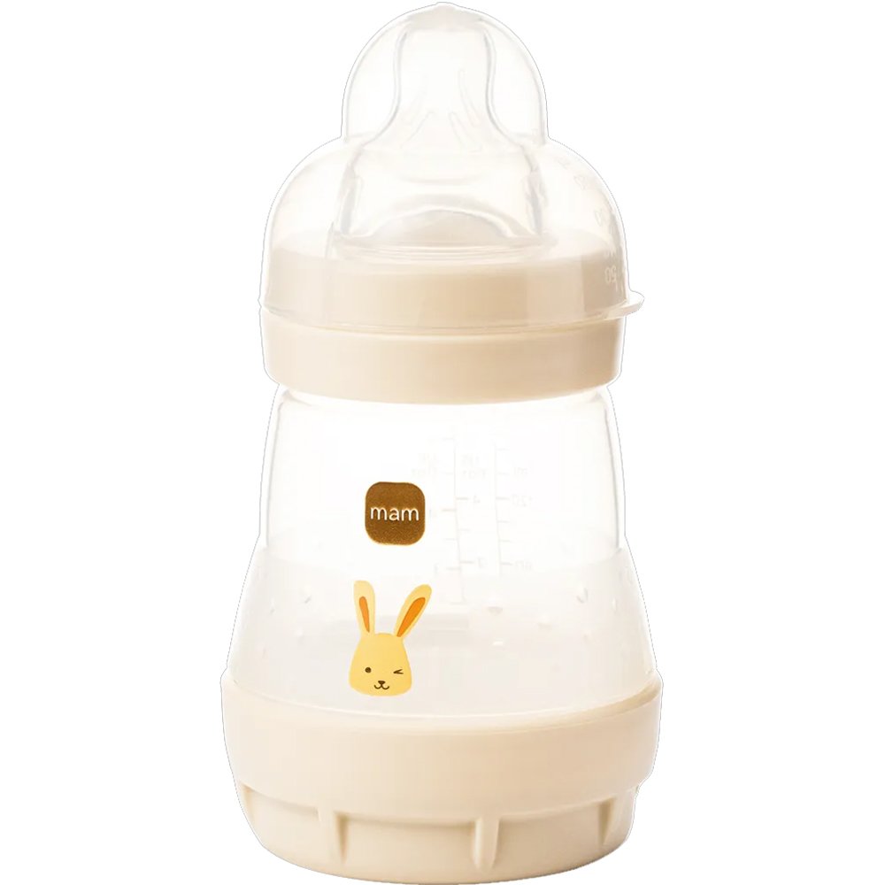 Mam Easy Start Anti-Colic Plastic Bootle 0m+ Μπιμπερό Πολυπροπυλενίου με Θηλή Σιλικόνης Αργής Ροής & Σύστημα Κατά των Κολικών, 160ml Κωδ 350SU1c - Κρεμ