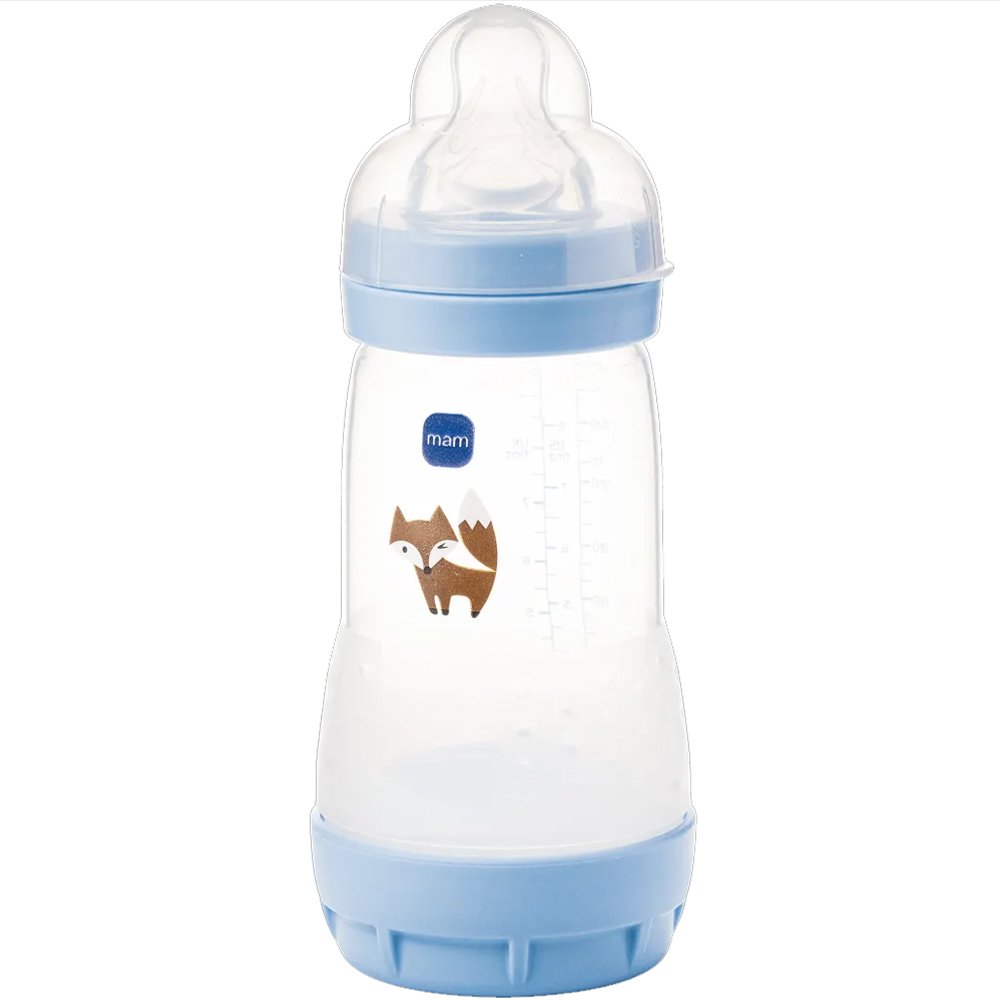 Mam Easy Start Anti-Colic Plastic Bootle 2m+ Μπιμπερό Πολυπροπυλενίου με Θηλή Σιλικόνης Αργής Ροής & Σύστημα Κατά των Κολικών, 260ml Κωδ 351SBc - Γαλάζιο