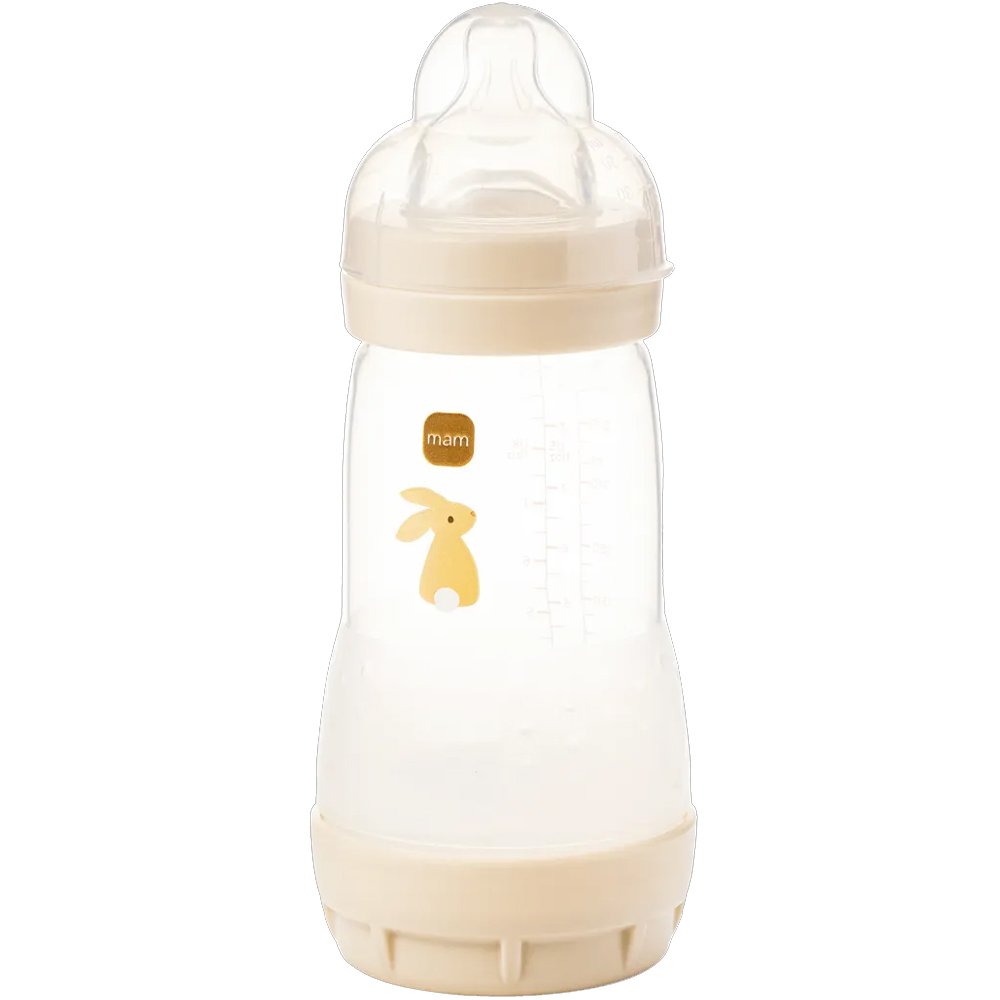 Mam Easy Start Anti-Colic Plastic Bootle 2m+ Μπιμπερό Πολυπροπυλενίου με Θηλή Σιλικόνης Αργής Ροής & Σύστημα Κατά των Κολικών, 260ml Κωδ 351SBc - Κρεμ