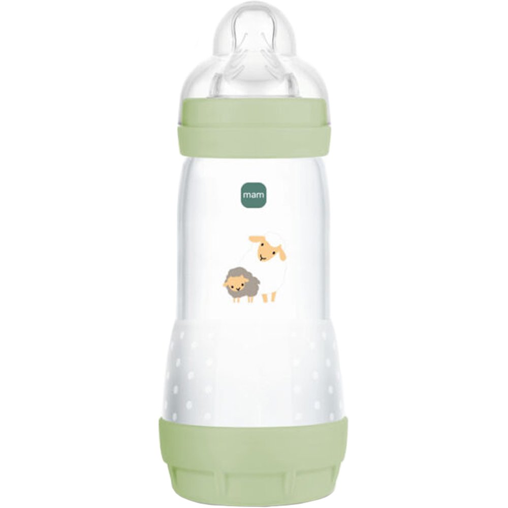 Mam Easy Start Anti-Colic Plastic Bootle 4m+ Μπιμπερό Πολυπροπυλενίου με Θηλή Σιλικόνης Μεγάλης Ροής & Σύστημα Κατά των Κολικών, 320ml Κωδ 356SU2c - Πράσινο