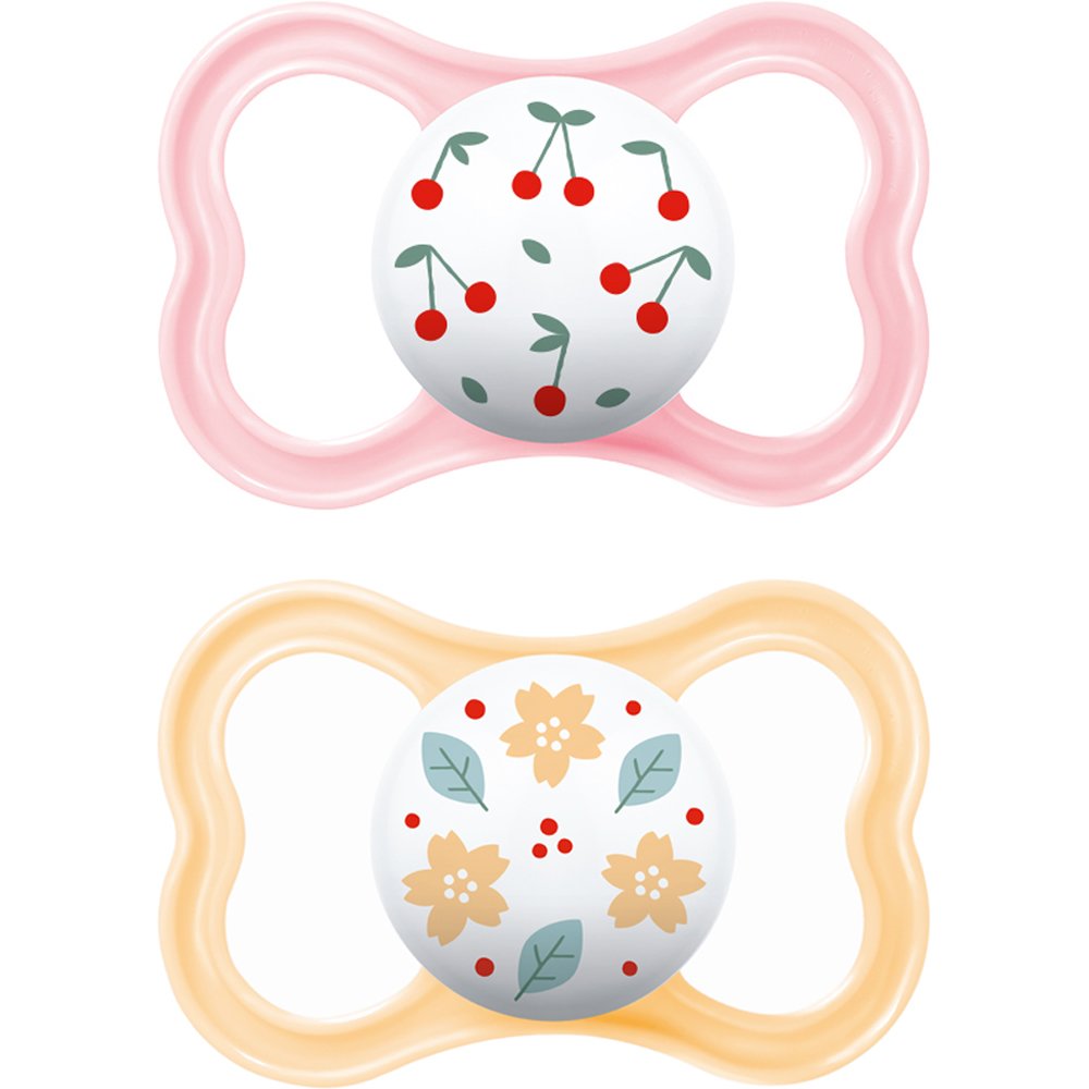 Mam Air Latex Soother 16m+ Κωδ 276L Ορθοδοντική Πιπίλα με Θηλή από Φυσικό Καουτσούκ, 2 Τεμάχια - Ροζ / Ροδακινί